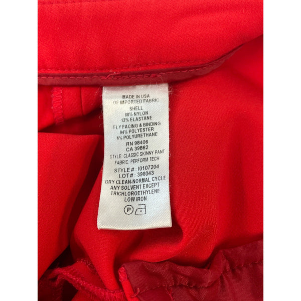 Theory Women's Vibrant Red Skinny Flexible Croped Ankle Pants Sz 0