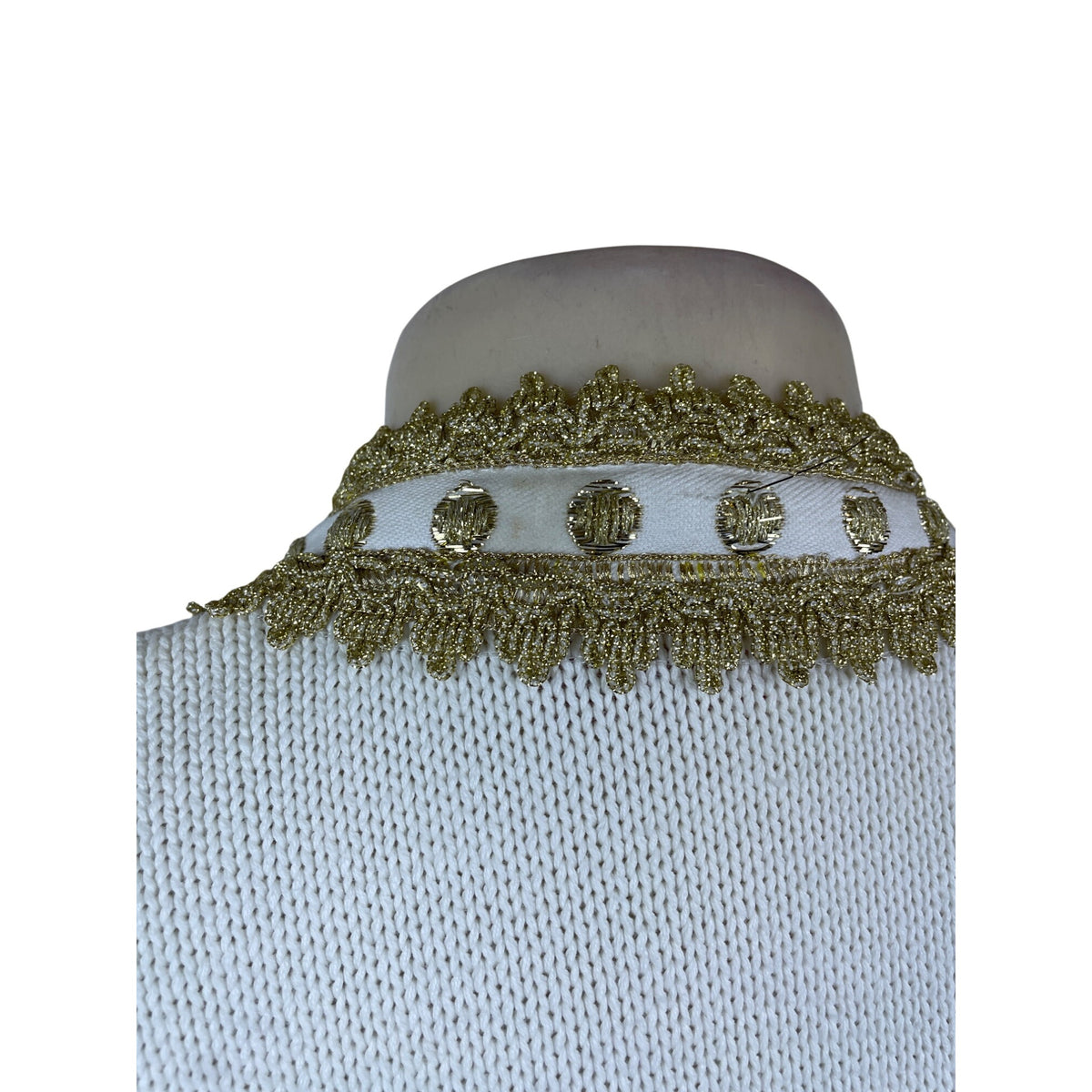 Vintage Fashioned By Pamela Hoke Gold & White Womens Knitted Cardigan