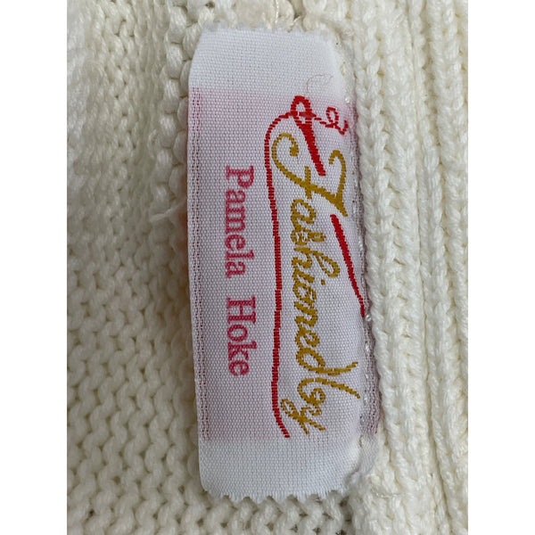 Vintage Fashioned By Pamela Hoke Gold & White Womens Knitted Cardigan