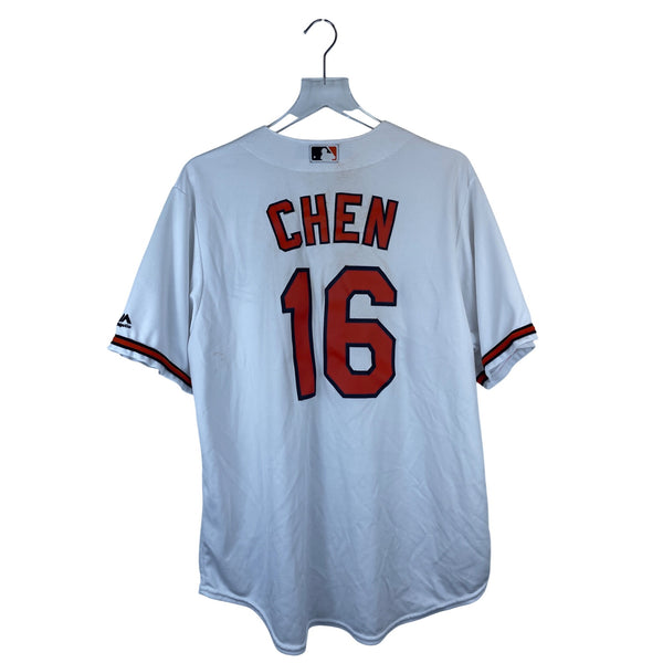 Majestic Mens White Cool Base Orioles Chen 16 Jersey L