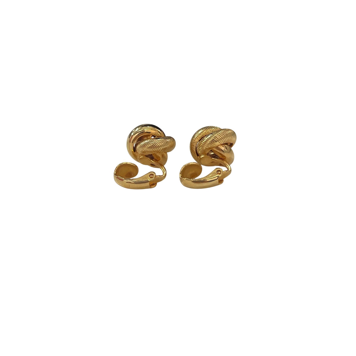 Gold Tone Twisted Knot Clip-On Earrings Women Jewelry Metal Textured Finish Classic Design