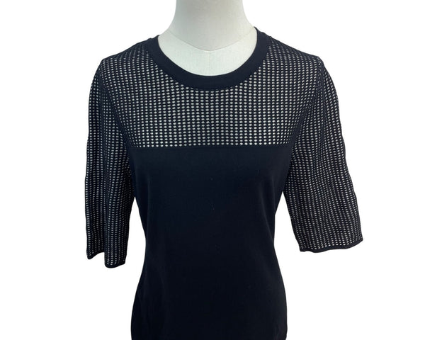 Rag & Bone Black Mesh Panel Short Sleeve Top Womens Size M