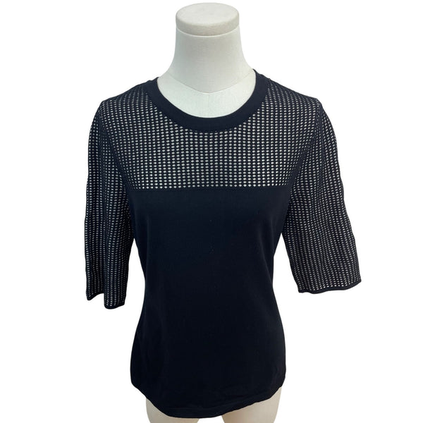 Rag & Bone Black Mesh Panel Short Sleeve Top Womens Size M