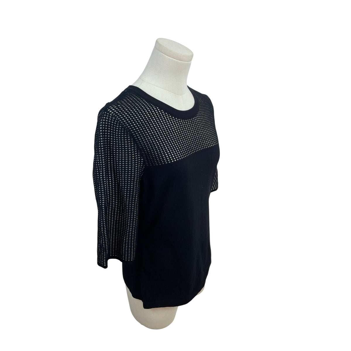 Rag & Bone Black Mesh Panel Short Sleeve Top Womens Size M