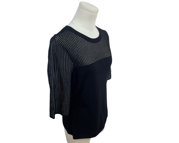 Rag & Bone Black Mesh Panel Short Sleeve Top Womens Size M