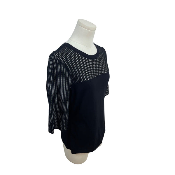 Rag & Bone Black Mesh Panel Short Sleeve Top Womens Size M
