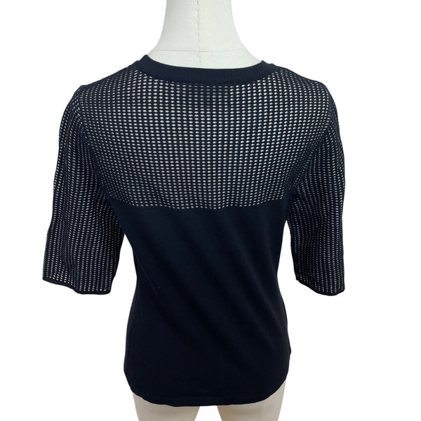 Rag & Bone Black Mesh Panel Short Sleeve Top Womens Size M