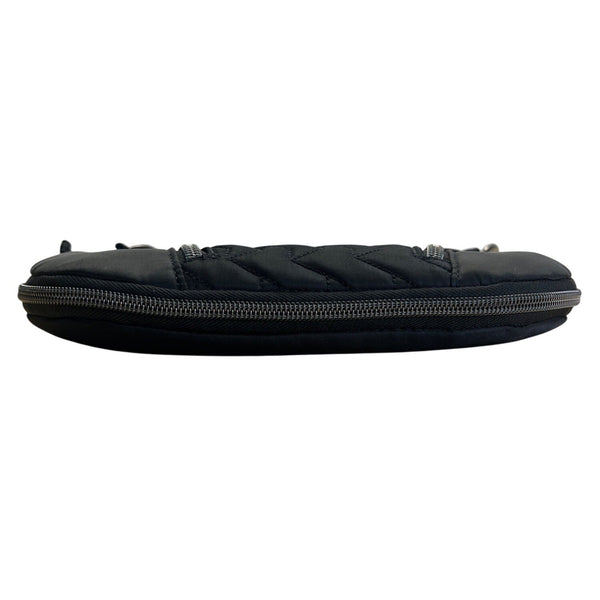 Lug Quilted Black Nylon Adjustable Strap & Zipper Pockets Swivel Crossbody Bag