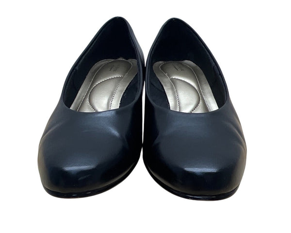 Soft Style Hush Puppies Women’s Black Faux Leather Low Heel Dress Shoes Size 9M