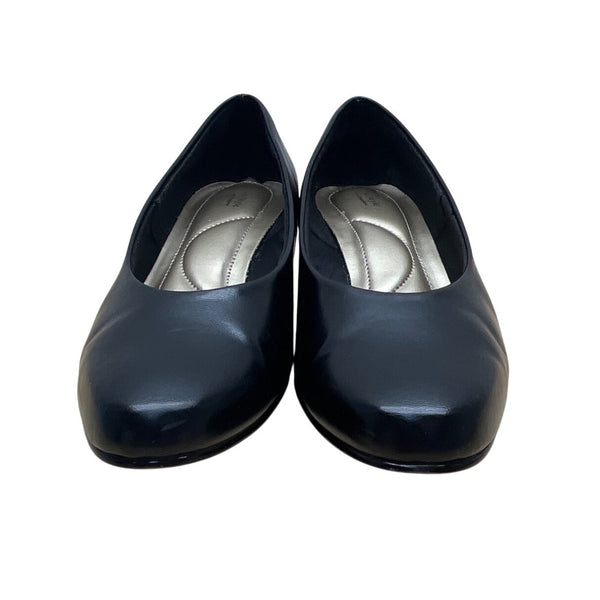 Soft Style Hush Puppies Women’s Black Faux Leather Low Heel Dress Shoes Size 9M