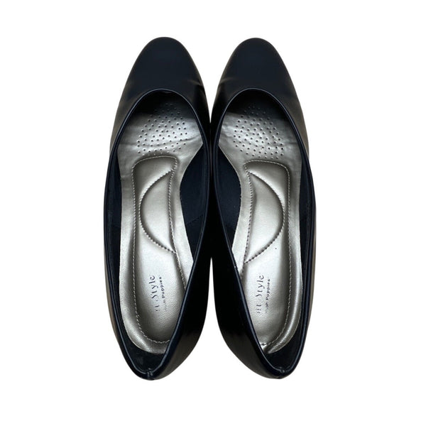 Soft Style Hush Puppies Women’s Black Faux Leather Low Heel Dress Shoes Size 9M