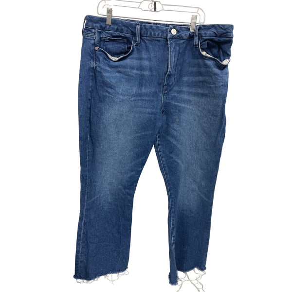 Frame Womens Blue Denim Jeans Le Crop Mini Boot Raw Hem Frayed Style Size 34