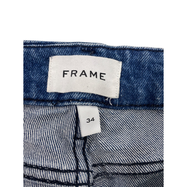 Frame Womens Blue Denim Jeans Le Crop Mini Boot Raw Hem Frayed Style Size 34