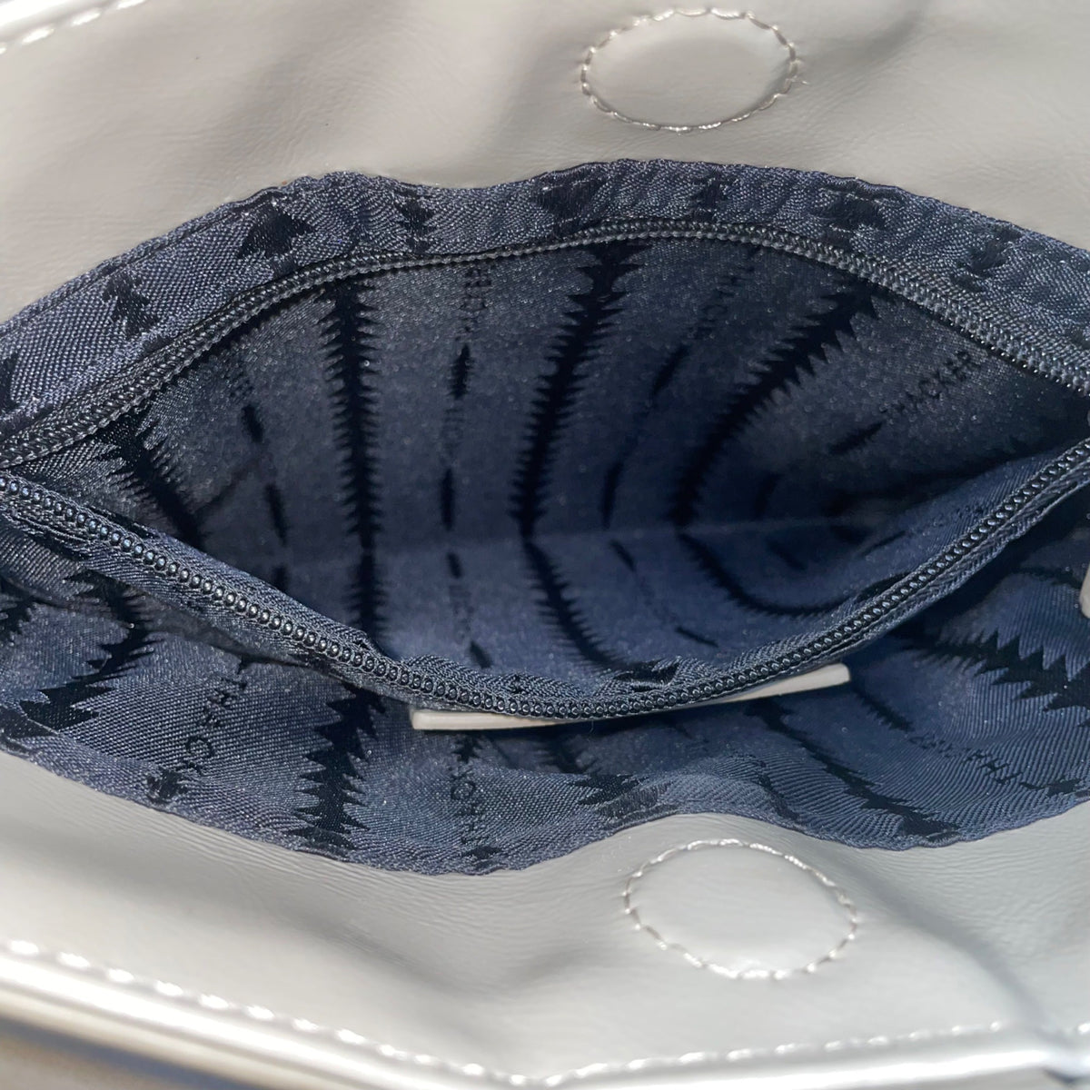 Thacker Women’s Taupe Grey Leather Crossbody Bag With Silver Hoop Detail