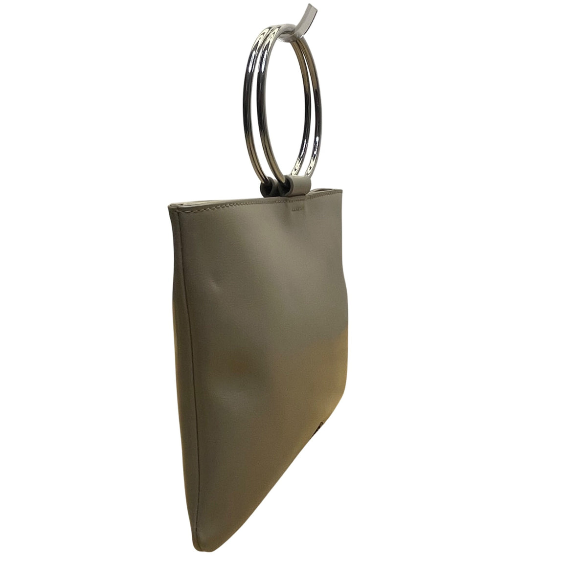 Thacker Women’s Taupe Grey Leather Crossbody Bag With Silver Hoop Detail