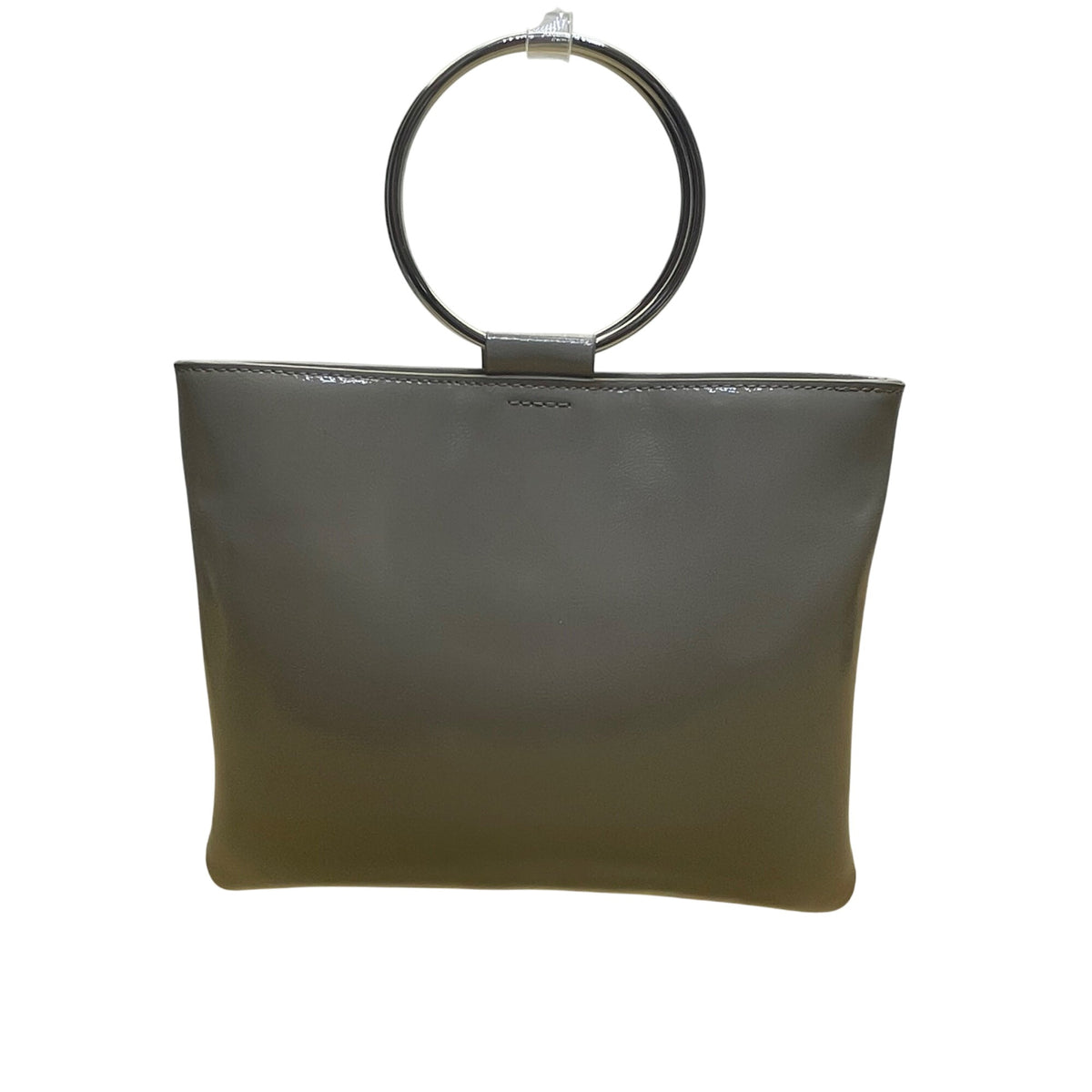 Thacker Women’s Taupe Grey Leather Crossbody Bag With Silver Hoop Detail