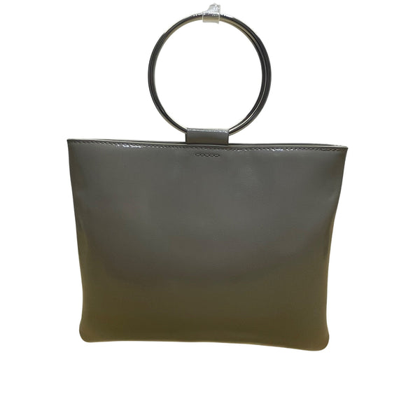 Thacker Women’s Taupe Grey Leather Crossbody Bag With Silver Hoop Detail