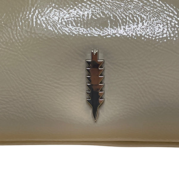 Thacker Women’s Taupe Grey Leather Crossbody Bag With Silver Hoop Detail