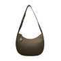 Zooler Women’s Olive Leather Gold Detail Zipper Closure Shoulder Bag Size M