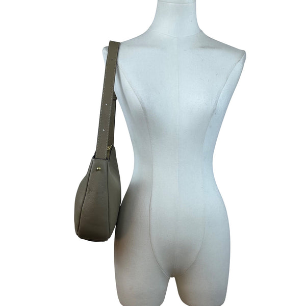 Zooler Women’s Olive Leather Gold Detail Zipper Closure Shoulder Bag Size M