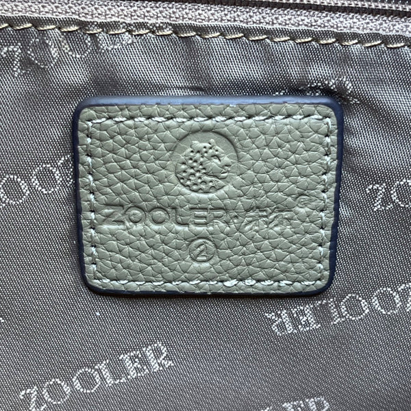 Zooler Women’s Olive Leather Gold Detail Zipper Closure Shoulder Bag Size M