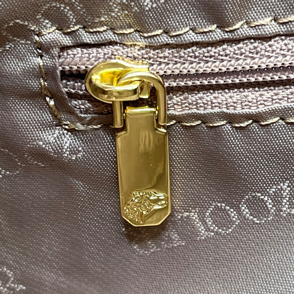 Zooler Women’s Olive Leather Gold Detail Zipper Closure Shoulder Bag Size M
