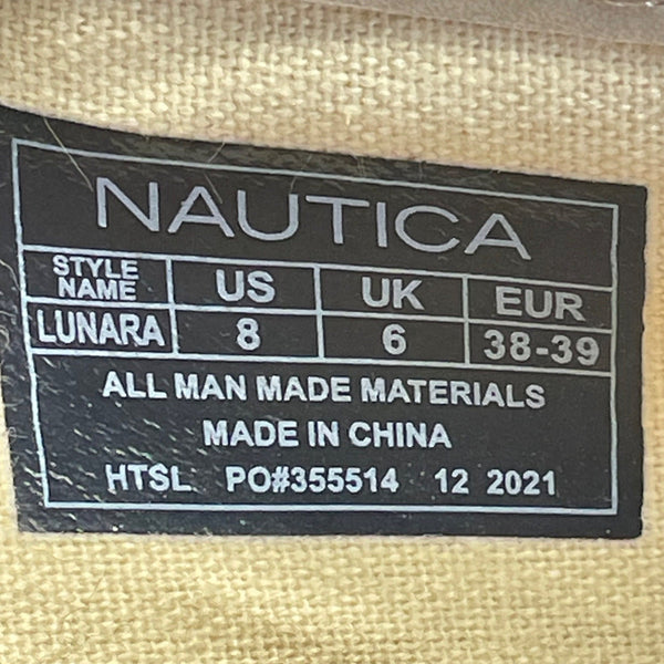 Nautica Womens Beige W/ Gold Chain Detail Slip-On Lunara Loafers Size 8