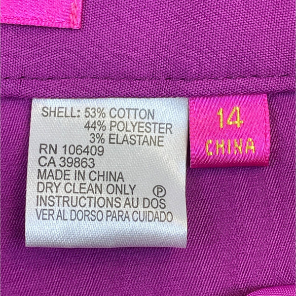 Catherine Malandrino Womens Violet Trousers Straight Leg Dress Pants Sz 14 - New