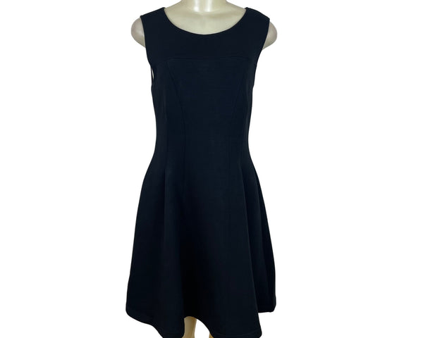Maeve Womens Black Sleeveless Fit & Flare Zip-Back Knit Dress Sze M