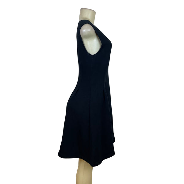Maeve Womens Black Sleeveless Fit & Flare Zip-Back Knit Dress Sze M