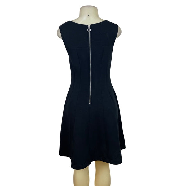 Maeve Womens Black Sleeveless Fit & Flare Zip-Back Knit Dress Sze M