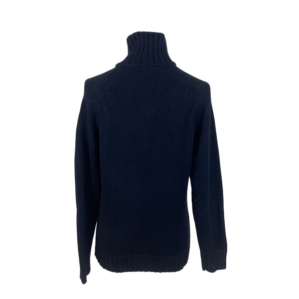 Lands End Womens Navy Cotton Button-Up Cardigan Sweater Size S/P