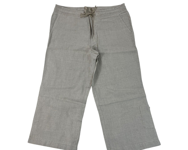 Eddie Bauer Womens Beige Linen Pants Casual Wide-Leg Design Tall Size 12 - New