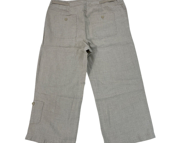 Eddie Bauer Womens Beige Linen Pants Casual Wide-Leg Design Tall Size 12 - New