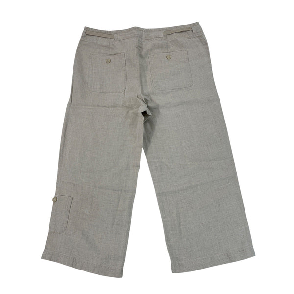 Eddie Bauer Womens Beige Linen Pants Casual Wide-Leg Design Tall Size 12 - New