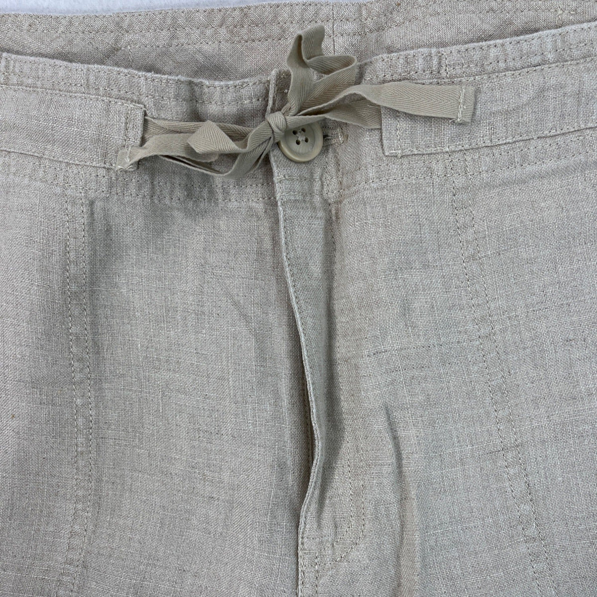 Eddie Bauer Womens Beige Linen Pants Casual Wide-Leg Design Tall Size 12 - New