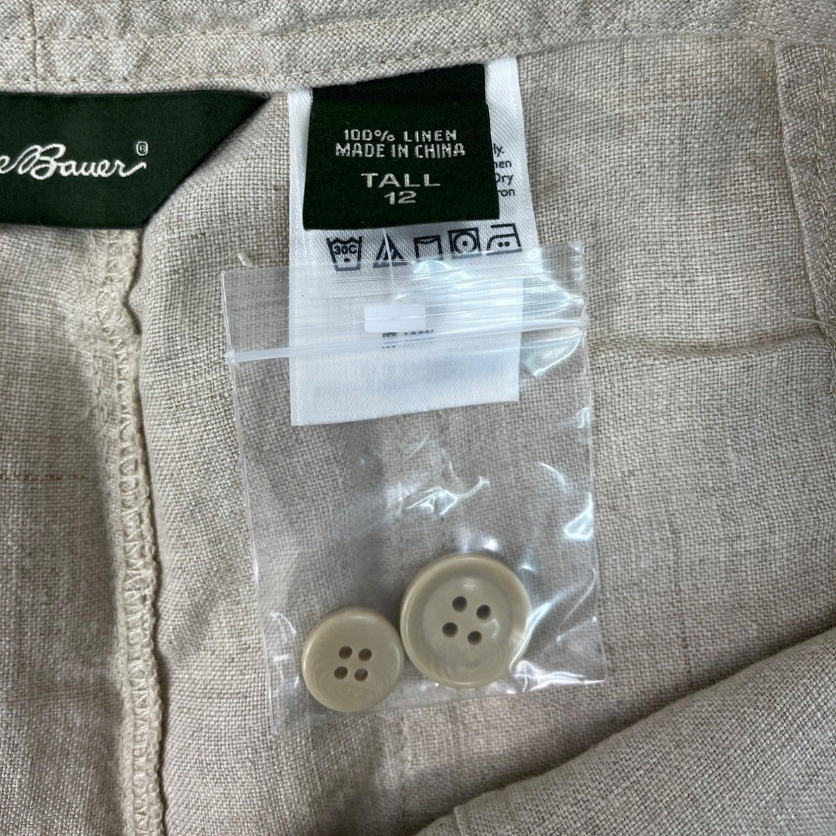 Eddie Bauer Womens Beige Linen Pants Casual Wide-Leg Design Tall Size 12 - New