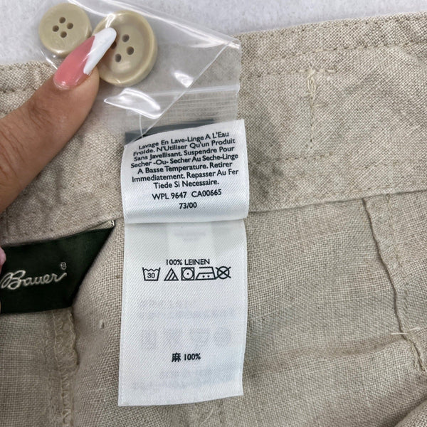 Eddie Bauer Womens Beige Linen Pants Casual Wide-Leg Design Tall Size 12 - New