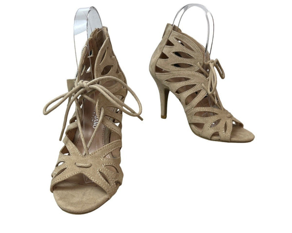 Cristian Siriano Women's Light Brown Back Zip Ankle Heels Sz 5 - NWOB
