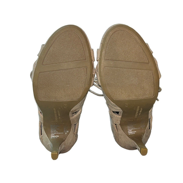 Cristian Siriano Women's Light Brown Back Zip Ankle Heels Sz 5 - NWOB