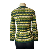 Trafaluc Winter Women's Green Chevron Pattern Long Sleeve Shirt Sz M