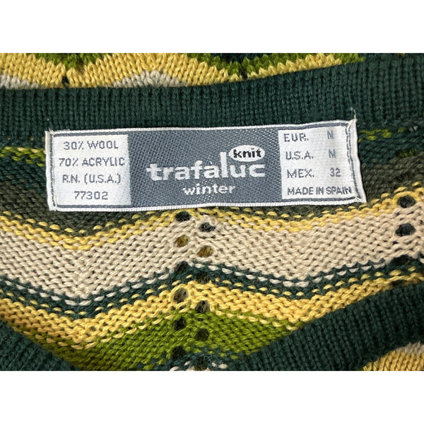 Trafaluc Winter Women's Green Chevron Pattern Long Sleeve Shirt Sz M