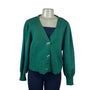 Crown & Ivy Womens Green Knit Cardigan Sweater Animal Button Detail V-Neck Sz XL