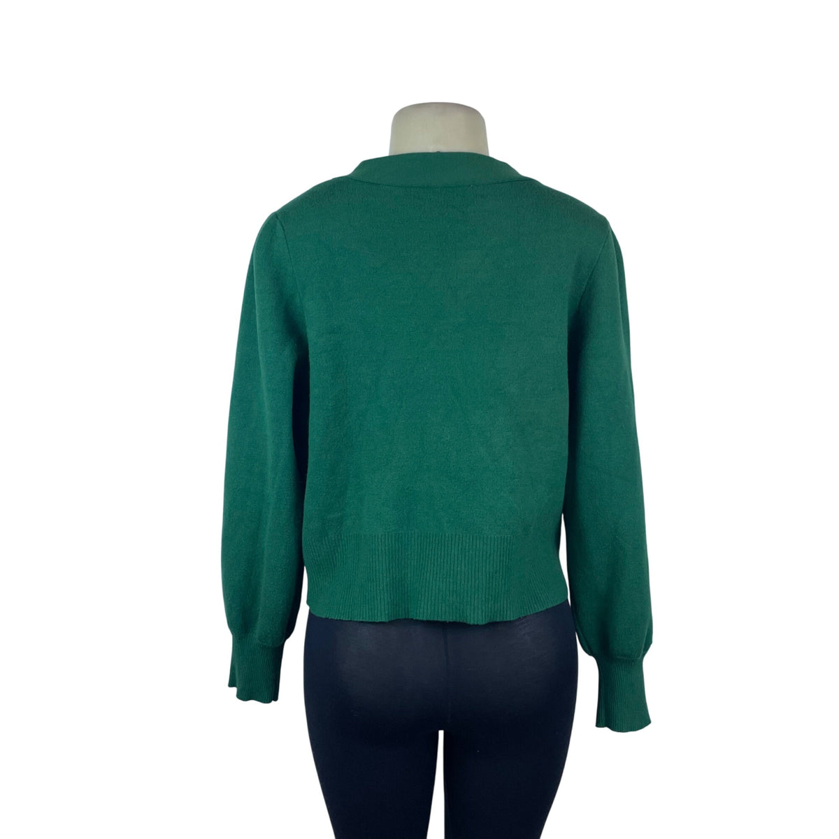 Crown & Ivy Womens Green Knit Cardigan Sweater Animal Button Detail V-Neck Sz XL