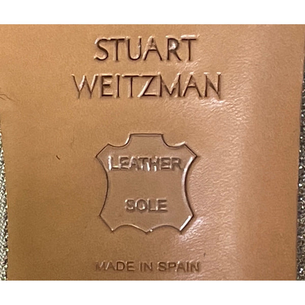 Stuart Weitzman Women’s Gold Glitter Ankle Strap Block Heel Sandals Size 9.5