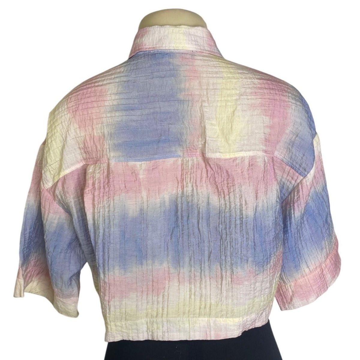 Zara Women's Tie Dye Short Sleeve Button Up Cropped Overshirt Size XS