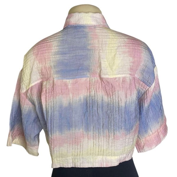 Zara Women's Tie Dye Short Sleeve Button Up Cropped Overshirt Size XS