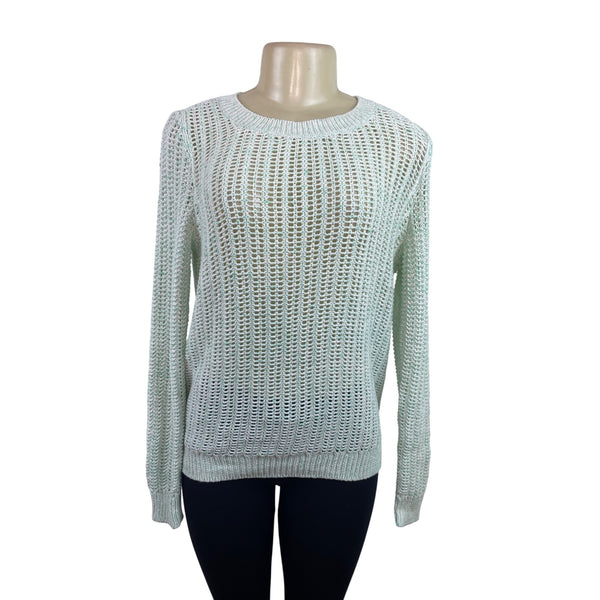 Talbots Womens Open Knit Sweater Mint Green Lightweight Long Sleeve Sz S - New