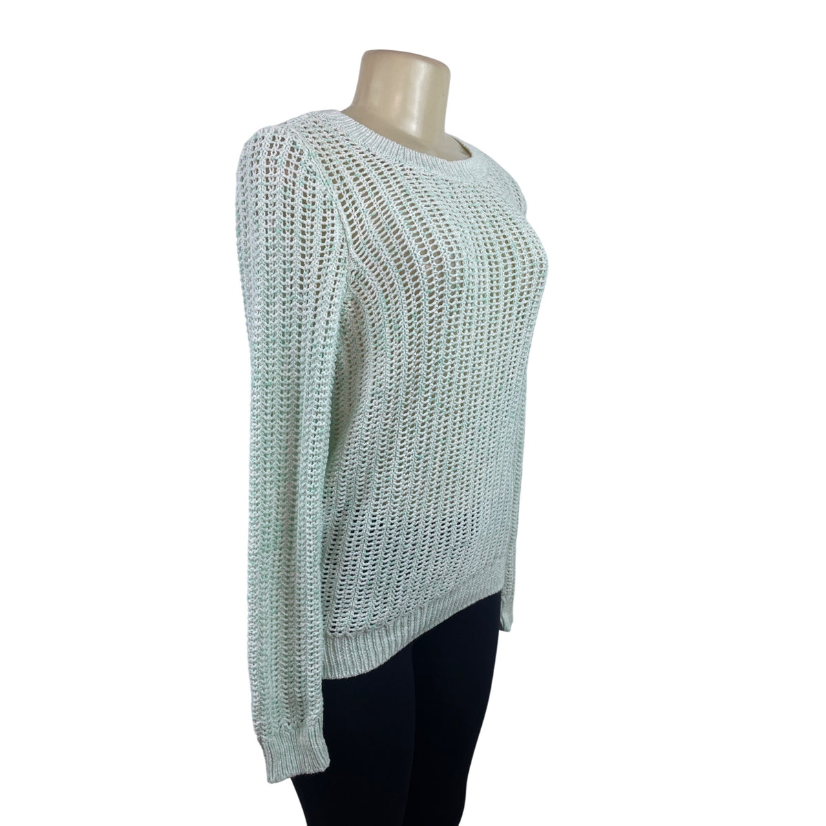 Talbots Womens Open Knit Sweater Mint Green Lightweight Long Sleeve Sz S - New