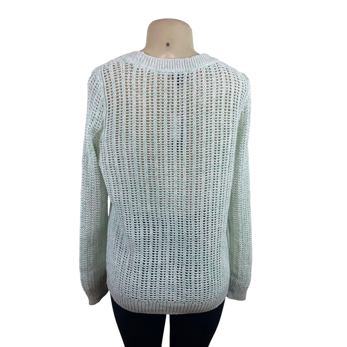 Talbots Womens Open Knit Sweater Mint Green Lightweight Long Sleeve Sz S - New